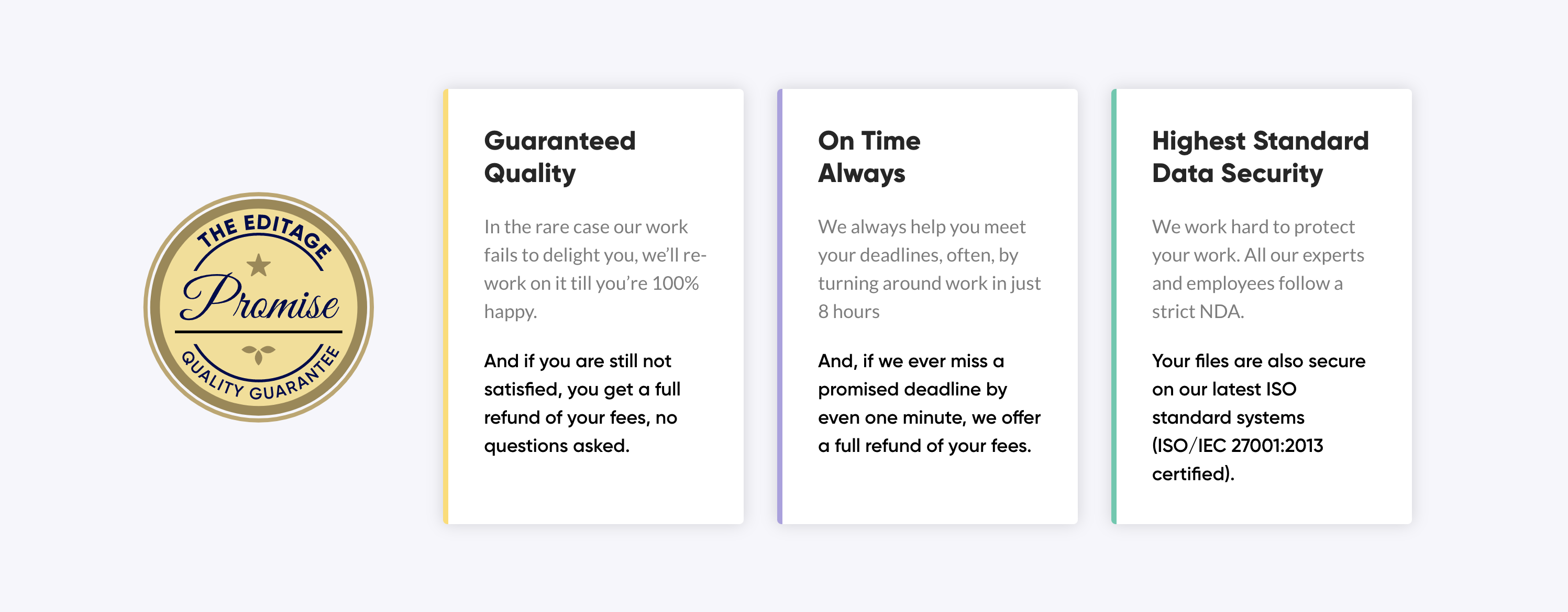 The Editage quality promise badge
