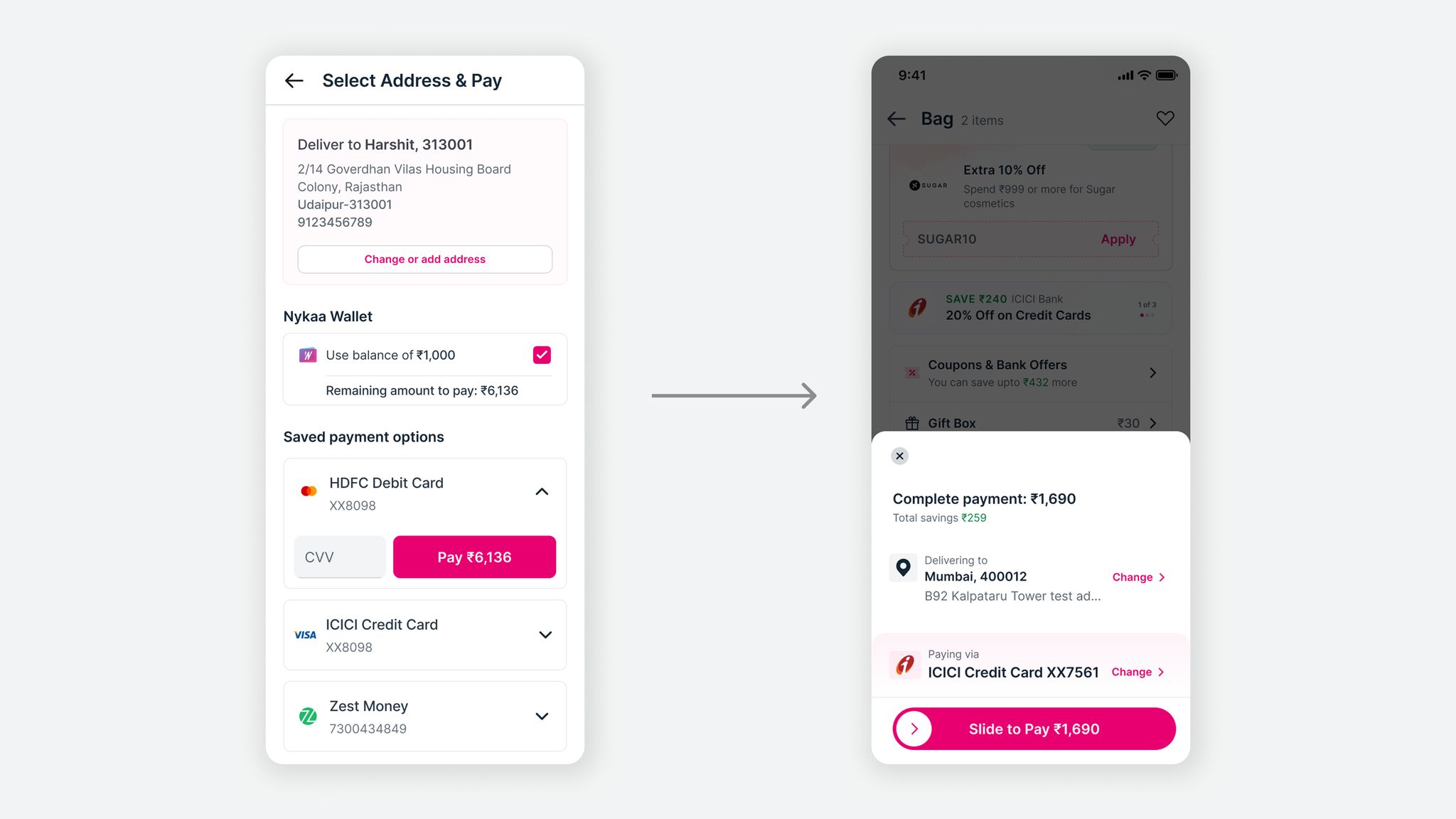 Express Checkout bottom sheet concept