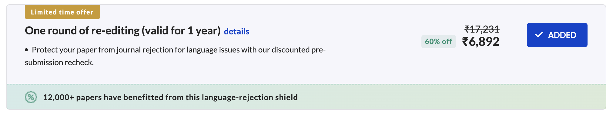 Add-on card with benefits and social proof