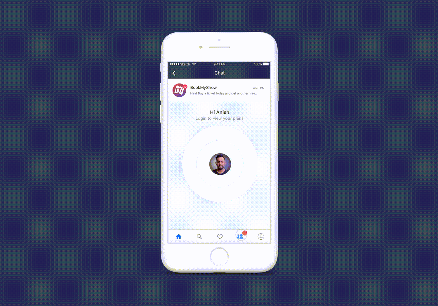 Plan-it by BookMyShow chat concept screens