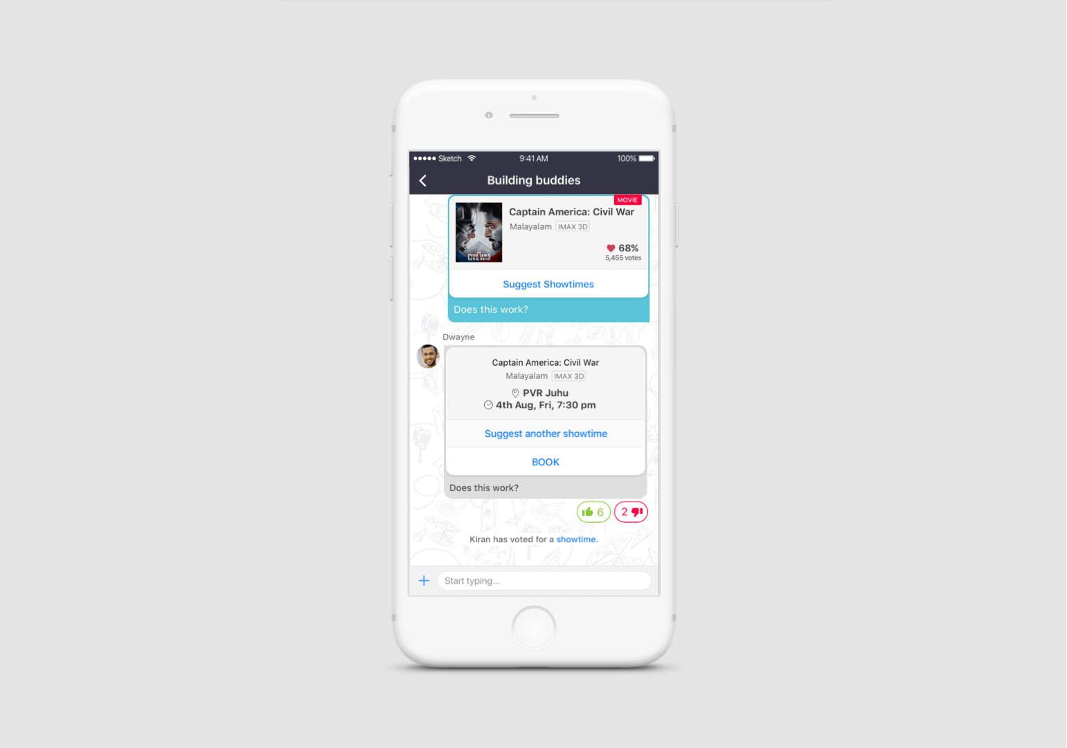 Animated Plan-it chat interface with voting