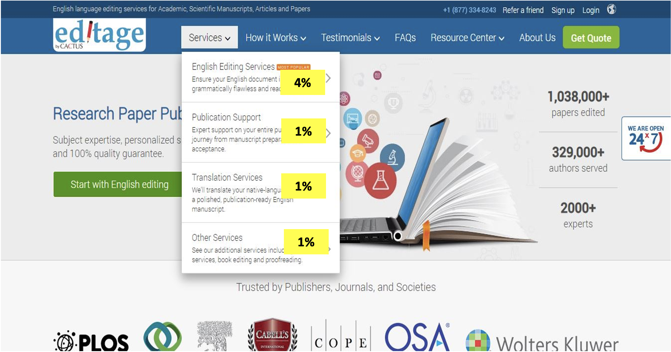 Customer route mapping for Editage