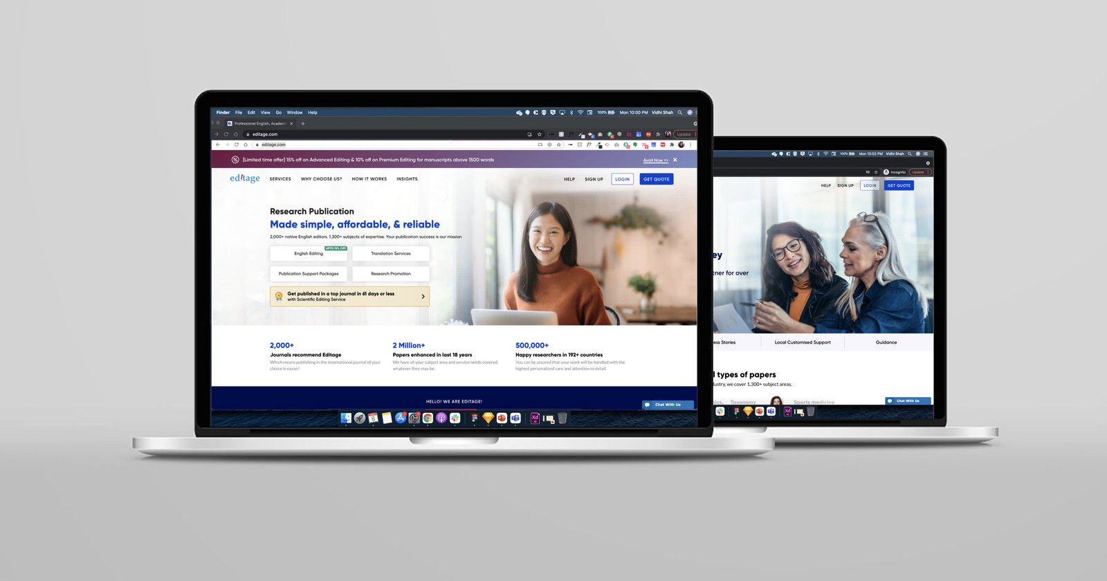 Editage 2.0 revamped homepage