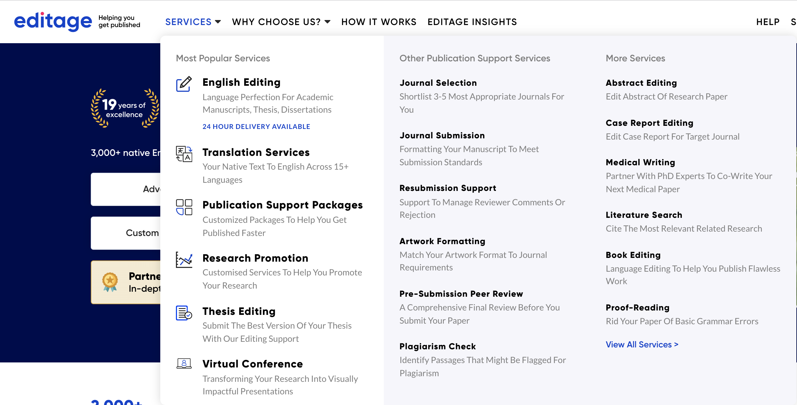 Editage service architecture navigation